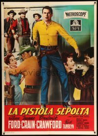 3r832 FASTEST GUN ALIVE Italian 1p '56 cowboy Glenn Ford drawing his gun & with Jeanne Crain!