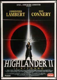 3r854 HIGHLANDER 2 Italian 1p '91 different image of immortal Christopher Lambert with sword!