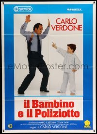 3r857 IL BAMBINO E IL POLIZIOTTO Italian 1p '89 great image of Carlo Verdone with cute kid!
