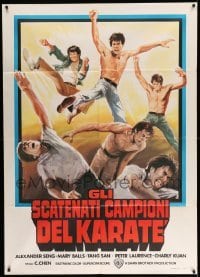 3r865 INVINCIBLE KUNG-FU BROTHERS Italian 1p '79 great martial arts montage art by Ferrari!