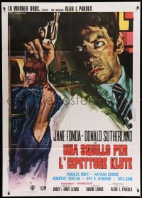 3r871 KLUTE Italian 1p R70s different art of Donald Sutherland & sexy Jane Fonda by Gasparri!
