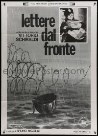 3r885 LETTERE DAL FRONTE Italian 1p '75 Letters from the Front, art of helmet by barbed wire fence