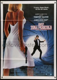 3r891 LIVING DAYLIGHTS Italian 1p '87 Tim Dalton as James Bond & sexy Maryam d'Abo w/gun!