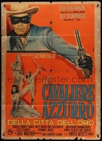 3r893 LONE RANGER & THE LOST CITY OF GOLD Italian 1p '60 Dosso art of masked hero Clayton Moore!