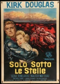 3r894 LONELY ARE THE BRAVE Italian 1p '62 different artwork of Kirk Douglas holding Gena Rowlands!