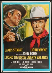3r901 MAN WHO SHOT LIBERTY VALANCE Italian 1p R70s John Wayne & James Stewart, Ford, different art!