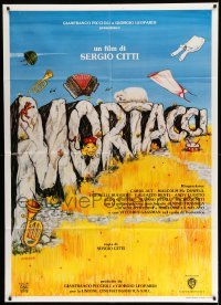 3r912 MORTACCI Italian 1p '89 great Mazzieri title treatment art, directed by Sergio Citti!