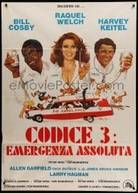 3r913 MOTHER, JUGS & SPEED Italian 1p '76 cool art of sexy Raquel Welch, Bill Cosby & Harvey Keitel!