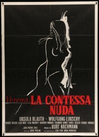 3r915 NAKED COUNTESS Italian 1p '72 Renato Casaro silhouette art of sexy naked Ursula Blauth!