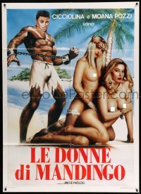 3r930 PASSIONATE LOVERS Italian 1p '90 art of shackled slave & sexy naked Cicciolina on beach!