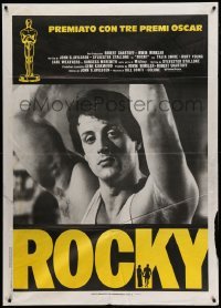 3r946 ROCKY awards Italian 1p '77 c/u of boxer Sylvester Stallone, winner of 3 Academy Awards!
