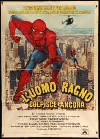 3r960 SPIDER-MAN STRIKES BACK Italian 1p '78 Marvel Comics, slinging webs over New York City!