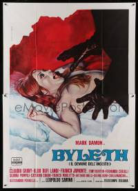 3r684 BYLETH Italian 2p '72 Piovano art of terrified naked woman screaming at her attacker!