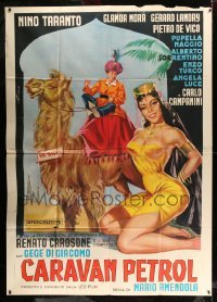 3r686 CARAVAN PETROL Italian 2p '60 Casaro art of Nino Taranto on camel by sexy harem girl!