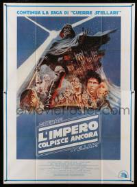 3r696 EMPIRE STRIKES BACK Italian 2p '80 George Lucas sci-fi classic, cool artwork by Tom Jung!