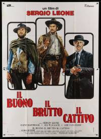3r703 GOOD, THE BAD & THE UGLY Italian 2p R70s Casaro art of Eastwood, Van Cleef & Wallach, Leone