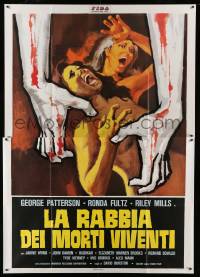 3r708 I DRINK YOUR BLOOD Italian 2p '78 wild different art of bloody hands grabbing at naked women!