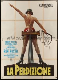 3r728 MAHLER Italian 2p '74 Ken Russell, art of near-naked woman with whip & swastika underwear!