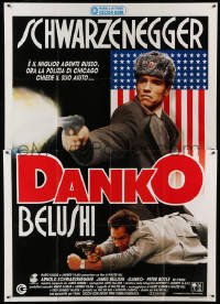 3r743 RED HEAT Italian 2p '88 different image of Arnold Schwarzenegger & Belushi, Danko!