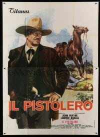 3r750 SHOOTIST Italian 2p '76 different artwork of cowboy John Wayne & horse by Averardo Ciriello!