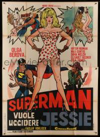 3r762 WHO WANTS TO KILL JESSIE? Italian 2p '67 Superman does, great comic art from Kaja Saudek!