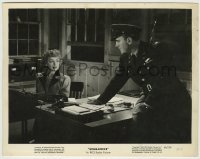 3s101 BOMBARDIER 8x10.25 still '43 Pat O'Brien in uniform stares at pretty Anne Shirley at desk!