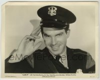 3s122 CAR 99 8x10.25 still '35 close smiling portrait of policeman Fred MacMurray saluting!