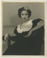 3s123 CAROL STONE deluxe 8x10 still '30s somber seated portrait in cool dress by Phyfe!