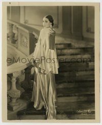 3s207 DOLORES DEL RIO 8x10 key book still '30s full-length on huge staircase in beautiful gown!
