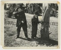 3s367 HOOSE-GOW 8x10 still '29 wacky image of Oliver Hardy about to swing axe at Stan Laurel!