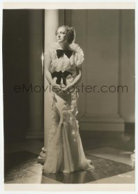 3s410 JOAN CRAWFORD 7.25x10.25 still '30s full-length in white dress with bows looking very sad!