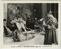 3s604 PRIVATE LIFE OF HENRY VIII 8.25x10 still R50s man serves boar head to Charles Laughton!