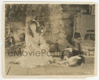 3s618 REBELLIOUS BRIDE 8x10 still 1919 The Unkissed Bride Peggy Hyland & dog by fireplace, lost film