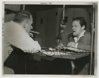 3s729 SUSPENSE 7.25x9 radio publicity still '48 Orson Welles & Keenan Wynn reading their lines!