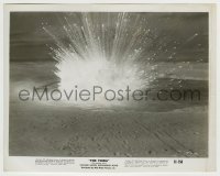 3s762 THING 8x10.25 still '51 cool image of explosion in icy wasteland, Howard Hawks classic!