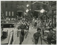 3s828 WEST SIDE STORY candid 7.75x9.75 still '61 incredible image of Jets chasing Sharks on street!