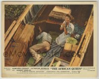 3s002 AFRICAN QUEEN color English FOH LC '53 Katharine Hepburn prays by drunk Humphrey Bogart!