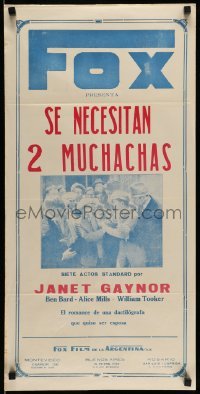 3t671 2 GIRLS WANTED Argentinean 14x29 '27 completely different image of Janet Gaynor, cast, rare!