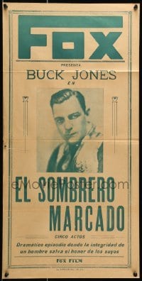 3t683 BRANDED SOMBRERO Argentinean 14x28 '28 completely different image of Buck Jones, rare!