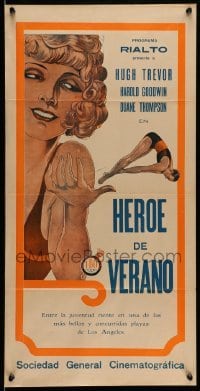 3t723 HER SUMMER HERO Argentinean 14x28 '28 different art of diving Harold Goodwin, Moore, rare!