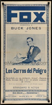 3t725 HILLS OF PERIL Argentinean 14x28 '27 western cowboy Buck Jones, completely different, rare!