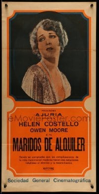 3t731 HUSBANDS FOR RENT Argentinean 14x28 '27 different close-up of Helene Costello, rare!
