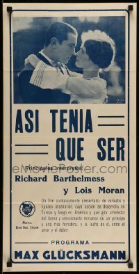 3t739 JUST SUPPOSE Argentinean 14x28 '26 Prince Richard Barthelmess, Lois Moran, different, rare!