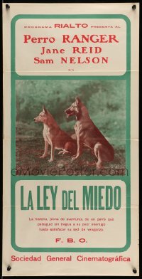 3t745 LAW OF FEAR Argentinean 14x28 '28 completely different image of Ranger the Dog, rare!