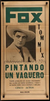 3t759 PAINTED POST Argentinean 14x28 '28 completely different image of Tom Mix, rare!