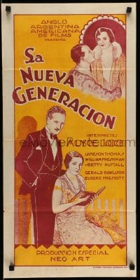 3t774 RISING GENERATION Argentinean 14x28 '28 completely different art of Alice Joyce, rare!