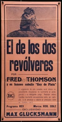 3t797 TWO-GUN MAN Argentinean 14x28 '26 cowboy Fred Thomson & Olive Hasbrouck, different, rare!