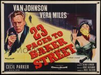 3t145 23 PACES TO BAKER STREET British quad '56 artwork of Van Johnson w/ phone & scared Vera Miles!