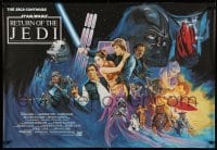 3t158 RETURN OF THE JEDI British quad '83 George Lucas classic, different art by Kirby, 27x40 size