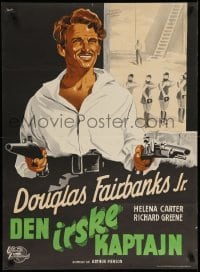 3t398 FIGHTING O'FLYNN Danish '49 cool art of swashbuckling Douglas Fairbanks, Jr., Helena Carter!